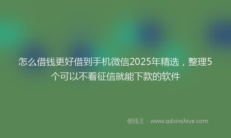 怎么借钱更好借到手机微信2025年精选，整理5个可以不看征信就能下款的软件