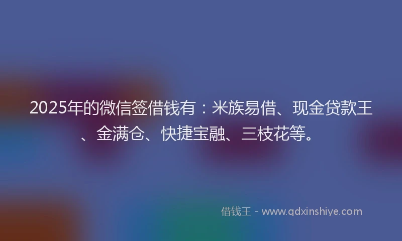 2025年的微信签借钱有：米族易借、现金贷款王、金满仓、快捷宝融、三枝花等。