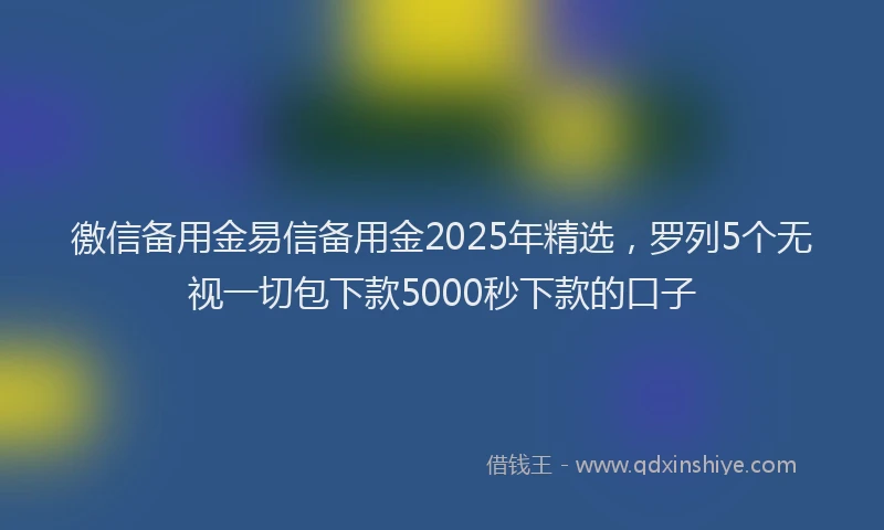 徼信备用金易信备用金2025年精选，罗列5个无视一切包下款5000秒下款的口子