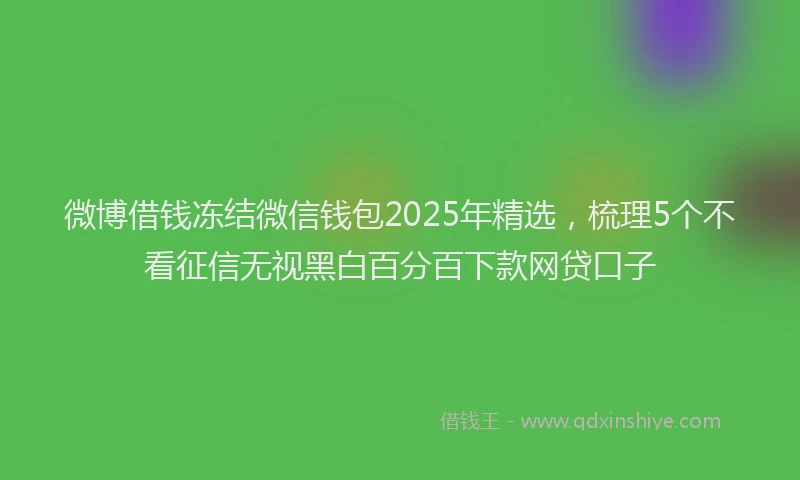 微博借钱冻结微信钱包2025年精选，梳理5个不看征信无视黑白百分百下款网贷口子