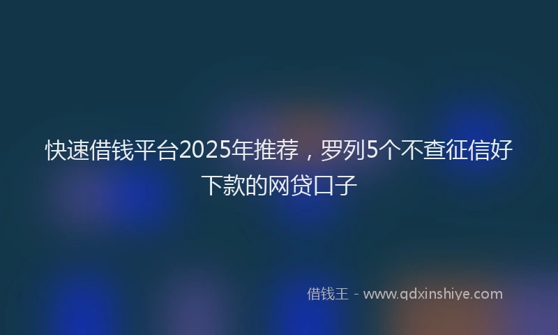 快速借钱平台2025年推荐，罗列5个不查征信好下款的网贷口子