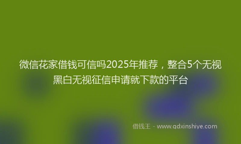 微信花家借钱可信吗2025年推荐，整合5个无视黑白无视征信申请就下款的平台