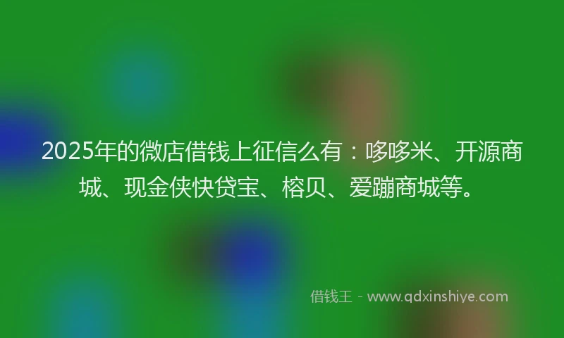 2025年的微店借钱上征信么有：哆哆米、开源商城、现金侠快贷宝、榕贝、爱蹦商城等。