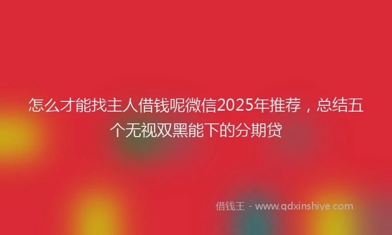 怎么才能找主人借钱呢微信2025年推荐，总结五个无视双黑能下的分期贷