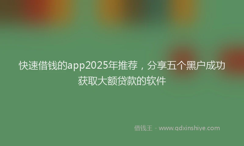 快速借钱的app2025年推荐，分享五个黑户成功获取大额贷款的软件