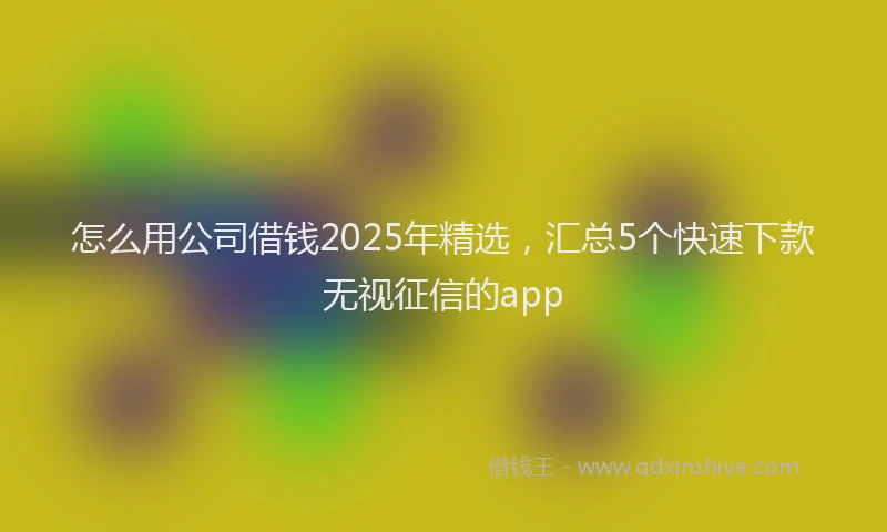 怎么用公司借钱2025年精选，汇总5个快速下款无视征信的app