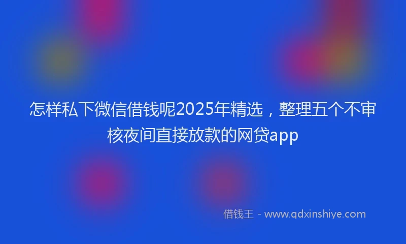 怎样私下微信借钱呢2025年精选，整理五个不审核夜间直接放款的网贷app