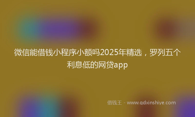 微信能借钱小程序小额吗2025年精选，罗列五个利息低的网贷app