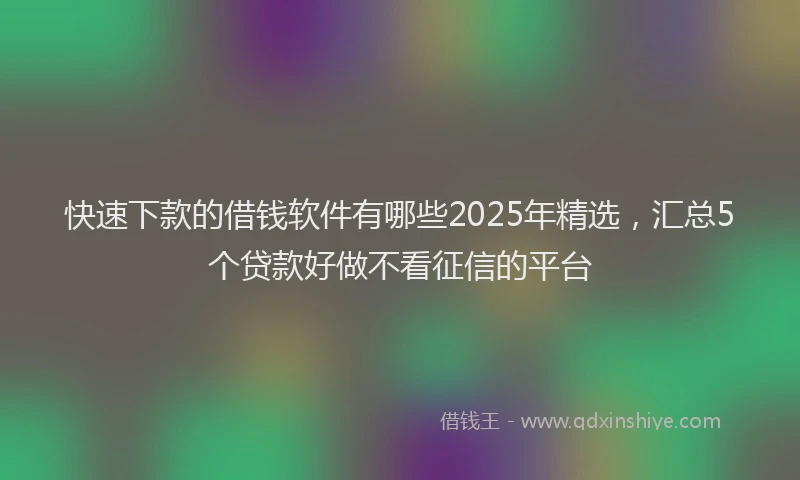快速下款的借钱软件有哪些2025年精选，汇总5个贷款好做不看征信的平台