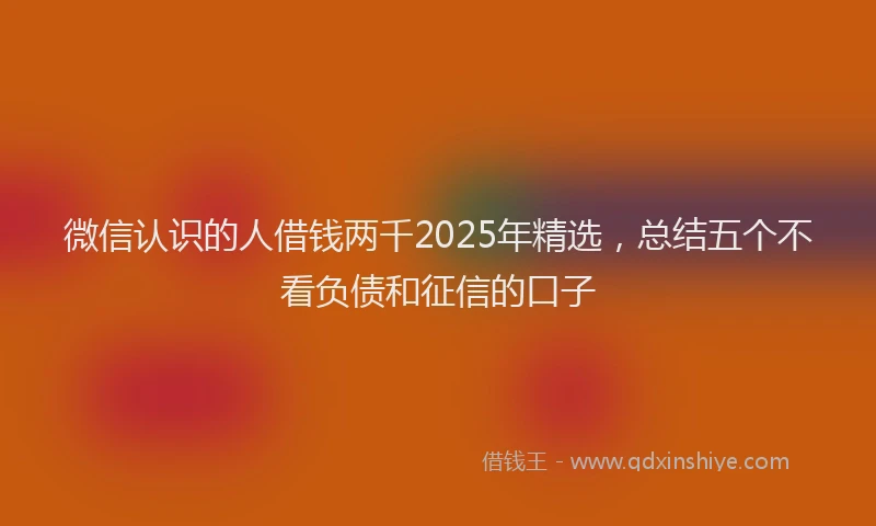 微信认识的人借钱两千2025年精选，总结五个不看负债和征信的口子
