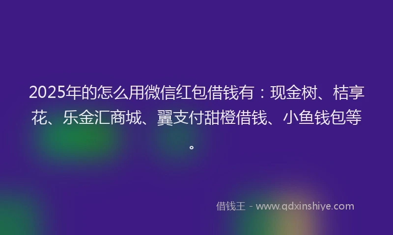 2025年的怎么用微信红包借钱有：现金树、桔享花、乐金汇商城、翼支付甜橙借钱、小鱼钱包等。