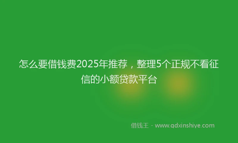 怎么要借钱费2025年推荐，整理5个正规不看征信的小额贷款平台