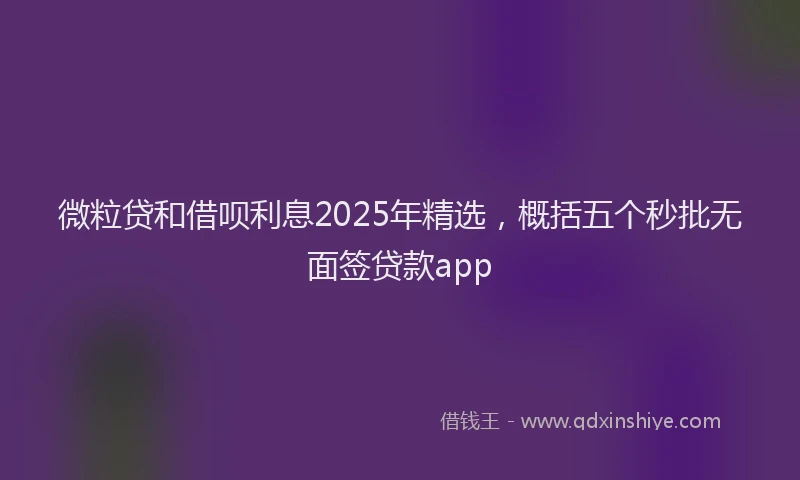 微粒贷和借呗利息2025年精选，概括五个秒批无面签贷款app