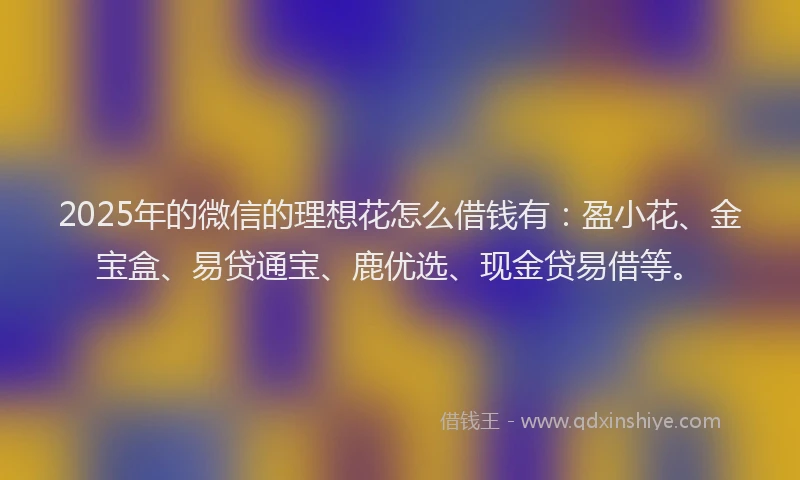 2025年的微信的理想花怎么借钱有：盈小花、金宝盒、易贷通宝、鹿优选、现金贷易借等。