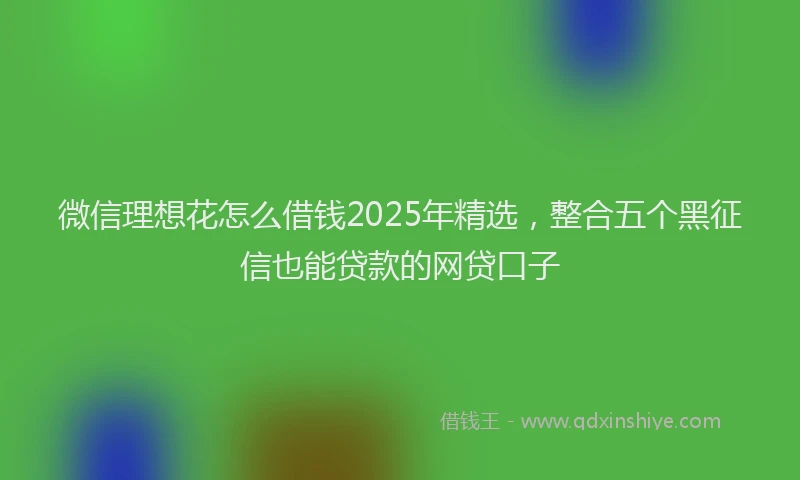微信理想花怎么借钱2025年精选，整合五个黑征信也能贷款的网贷口子