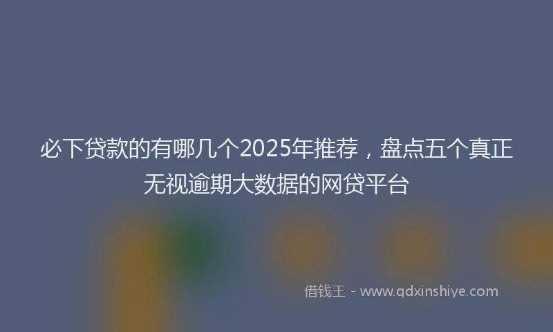 必下贷款的有哪几个2025年推荐，盘点五个真正无视逾期大数据的网贷平台