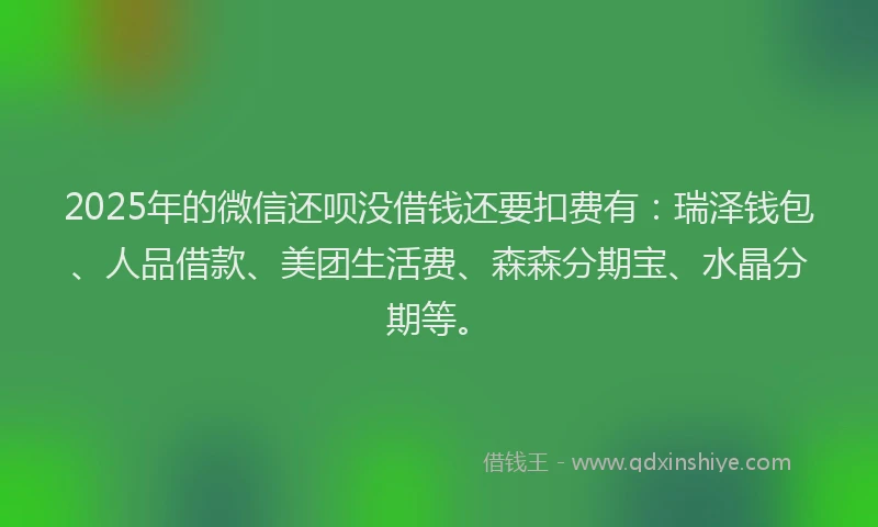 2025年的微信还呗没借钱还要扣费有：瑞泽钱包、人品借款、美团生活费、森森分期宝、水晶分期等。
