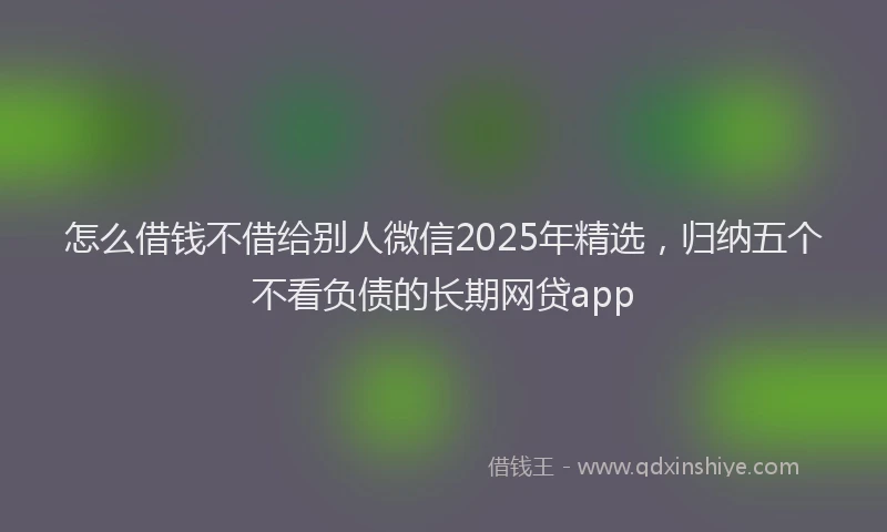怎么借钱不借给别人微信2025年精选，归纳五个不看负债的长期网贷app
