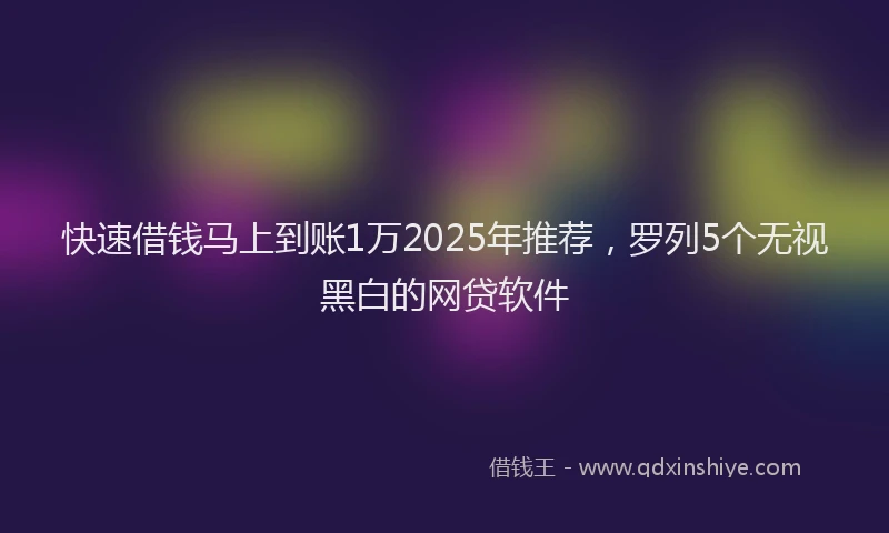 快速借钱马上到账1万2025年推荐，罗列5个无视黑白的网贷软件