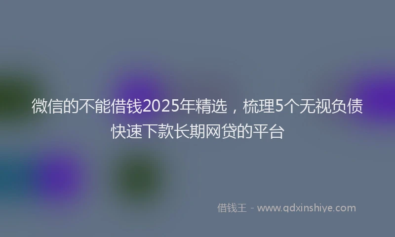 微信的不能借钱2025年精选，梳理5个无视负债快速下款长期网贷的平台