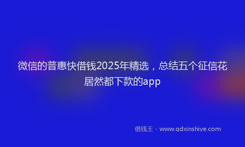微信的普惠快借钱2025年精选，总结五个征信花居然都下款的app