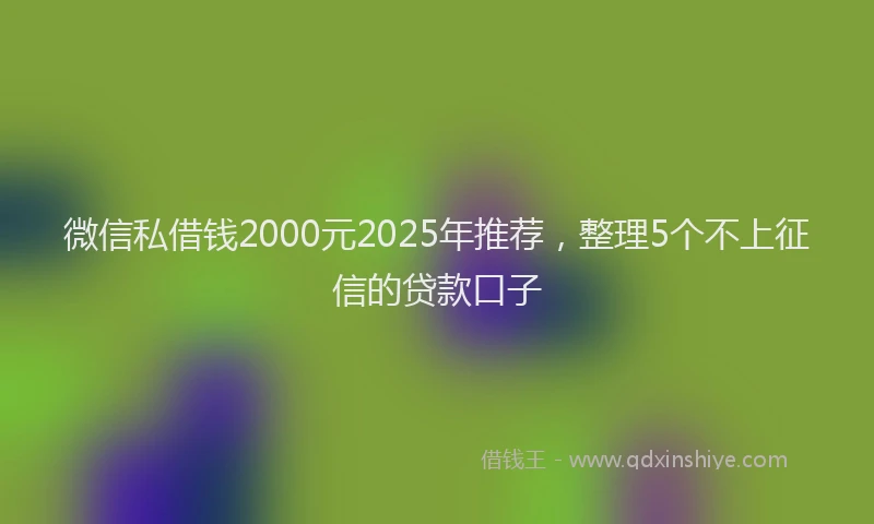微信私借钱2000元2025年推荐，整理5个不上征信的贷款口子