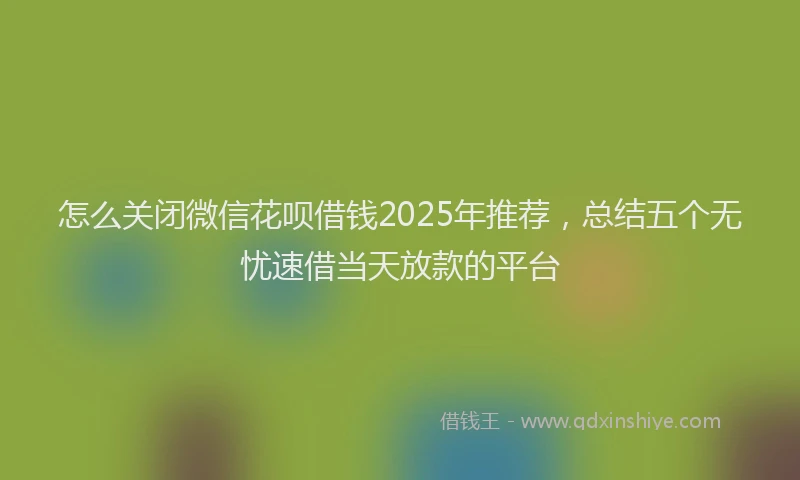 怎么关闭微信花呗借钱2025年推荐，总结五个无忧速借当天放款的平台