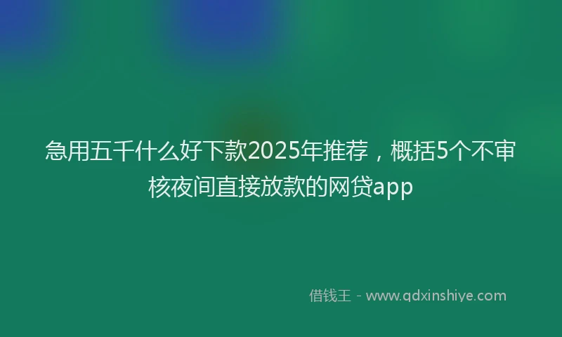 急用五千什么好下款2025年推荐，概括5个不审核夜间直接放款的网贷app