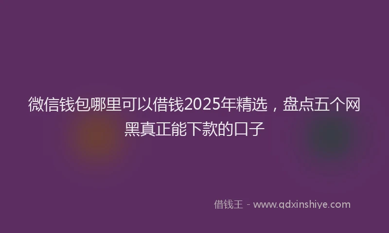 微信钱包哪里可以借钱2025年精选，盘点五个网黑真正能下款的口子