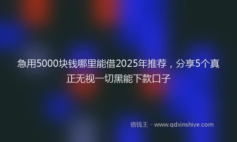 急用5000块钱哪里能借2025年推荐，分享5个真正无视一切黑能下款口子