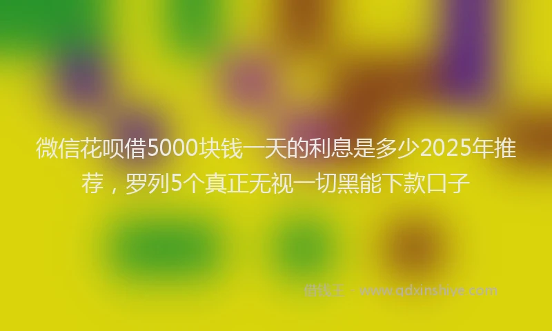 微信花呗借5000块钱一天的利息是多少2025年推荐，罗列5个真正无视一切黑能下款口子