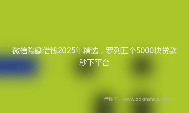 微信隐藏借钱2025年精选，罗列五个5000块贷款秒下平台