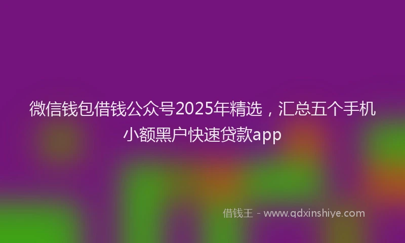 微信钱包借钱公众号2025年精选，汇总五个手机小额黑户快速贷款app