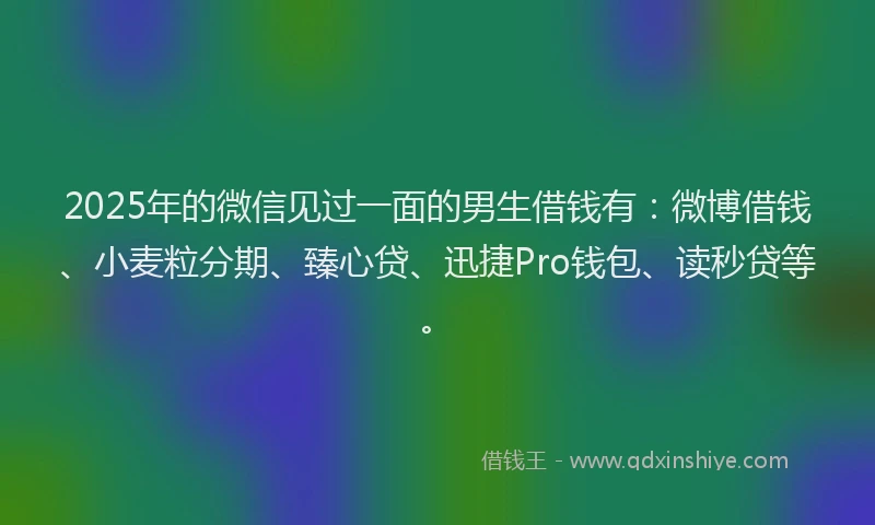 2025年的微信见过一面的男生借钱有：微博借钱、小麦粒分期、臻心贷、迅捷Pro钱包、读秒贷等。