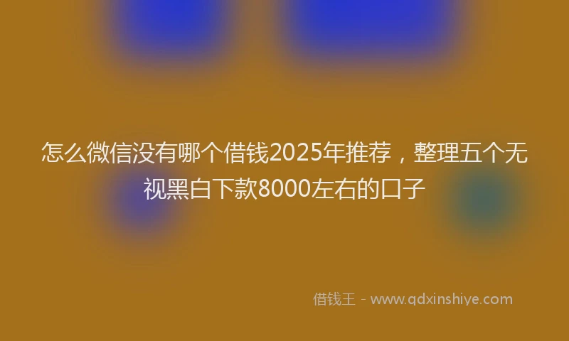 怎么微信没有哪个借钱2025年推荐，整理五个无视黑白下款8000左右的口子