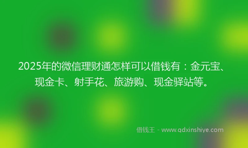 2025年的微信理财通怎样可以借钱有：金元宝、现金卡、射手花、旅游购、现金驿站等。