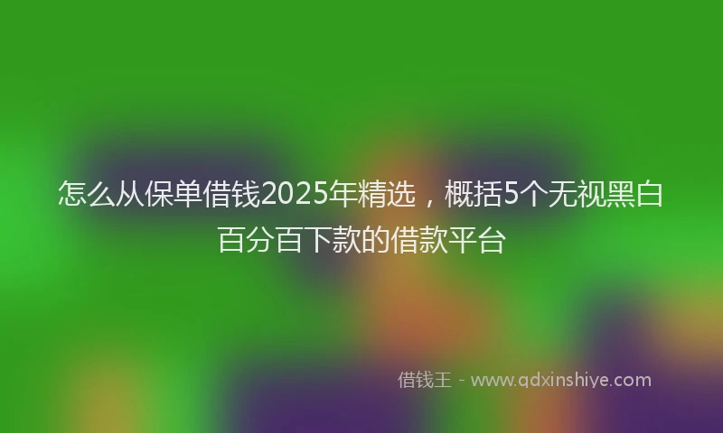 怎么从保单借钱2025年精选，概括5个无视黑白百分百下款的借款平台