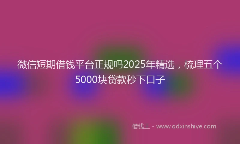 微信短期借钱平台正规吗2025年精选，梳理五个5000块贷款秒下口子