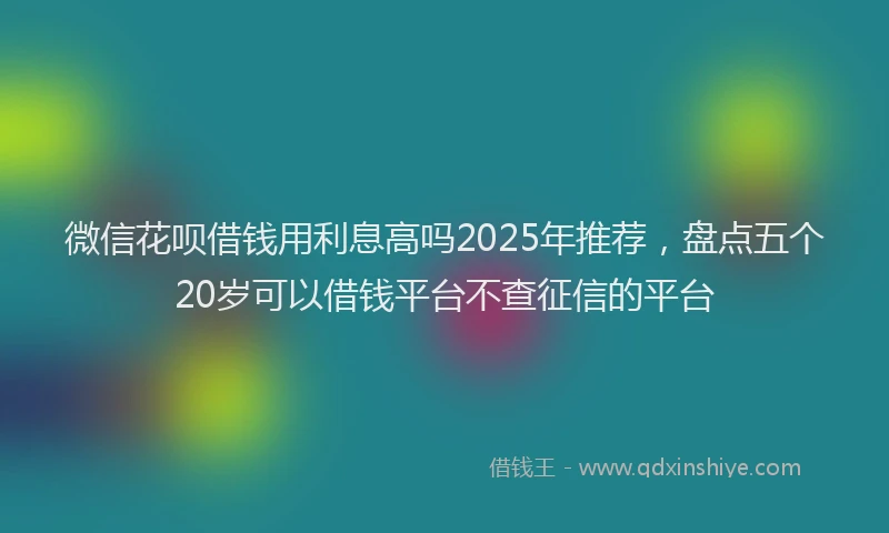 微信花呗借钱用利息高吗2025年推荐，盘点五个20岁可以借钱平台不查征信的平台