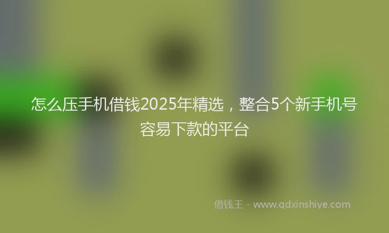 怎么压手机借钱2025年精选，整合5个新手机号容易下款的平台