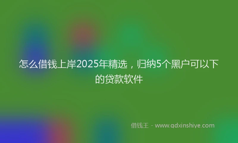 怎么借钱上岸2025年精选，归纳5个黑户可以下的贷款软件