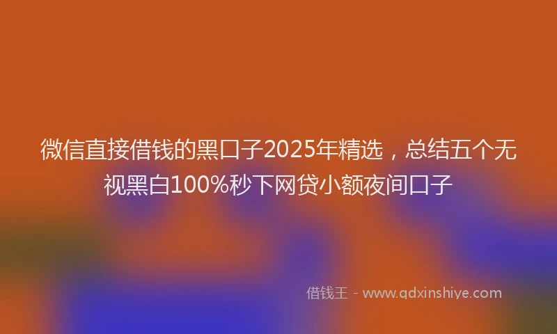 微信直接借钱的黑口子2025年精选，总结五个无视黑白100%秒下网贷小额夜间口子