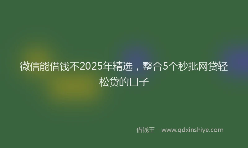 微信能借钱不2025年精选，整合5个秒批网贷轻松贷的口子