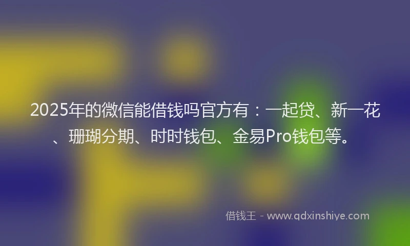 2025年的微信能借钱吗官方有：一起贷、新一花、珊瑚分期、时时钱包、金易Pro钱包等。