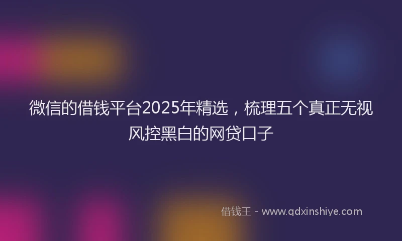 微信的借钱平台2025年精选，梳理五个真正无视风控黑白的网贷口子