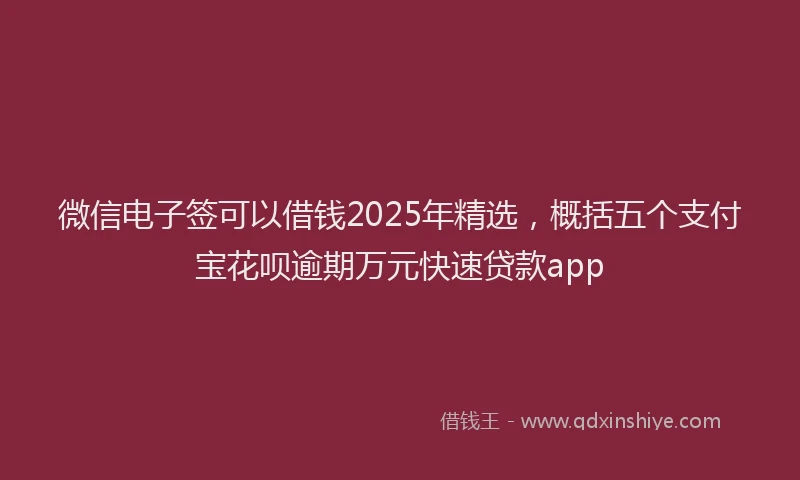 微信电子签可以借钱2025年精选，概括五个支付宝花呗逾期万元快速贷款app