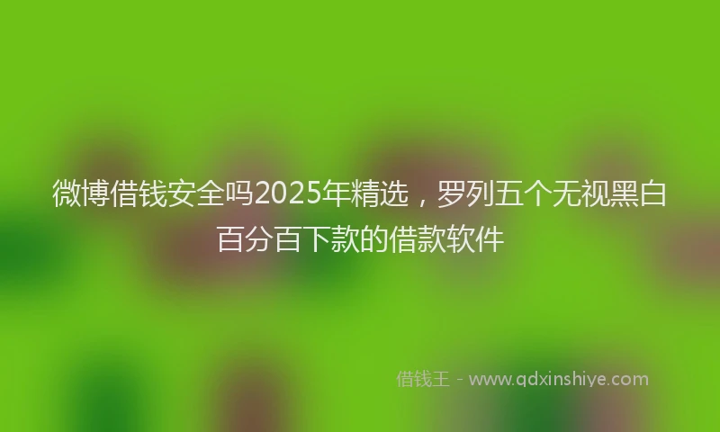 微博借钱安全吗2025年精选，罗列五个无视黑白百分百下款的借款软件
