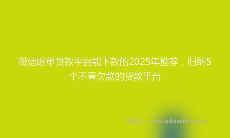 微信账单贷款平台能下款的2025年推荐，归纳5个不看欠款的贷款平台