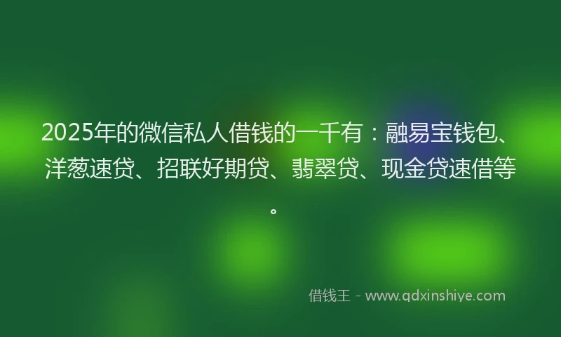 2025年的微信私人借钱的一千有：融易宝钱包、洋葱速贷、招联好期贷、翡翠贷、现金贷速借等。