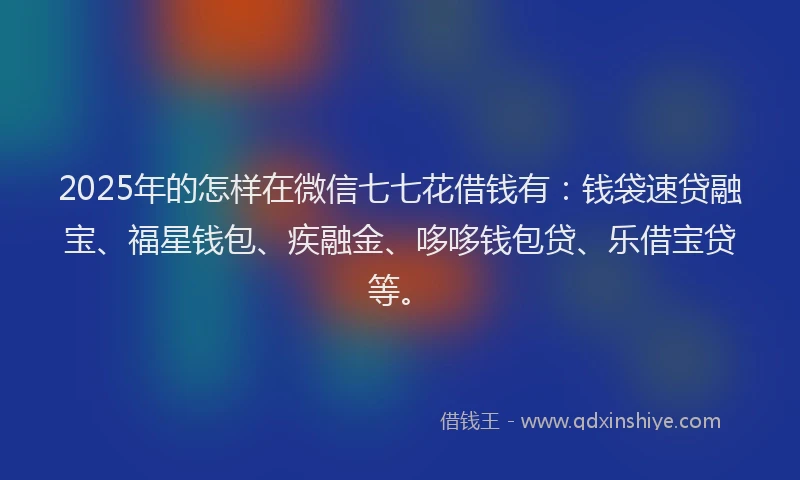 2025年的怎样在微信七七花借钱有：钱袋速贷融宝、福星钱包、疾融金、哆哆钱包贷、乐借宝贷等。